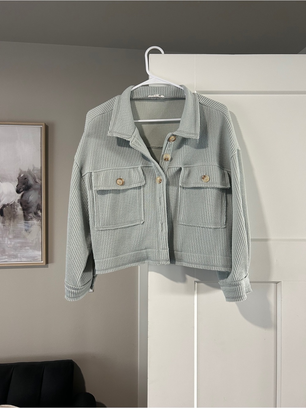 Blu Pepper Light Mint Corduroy Button-Up Jacket - Picture 4 of 7